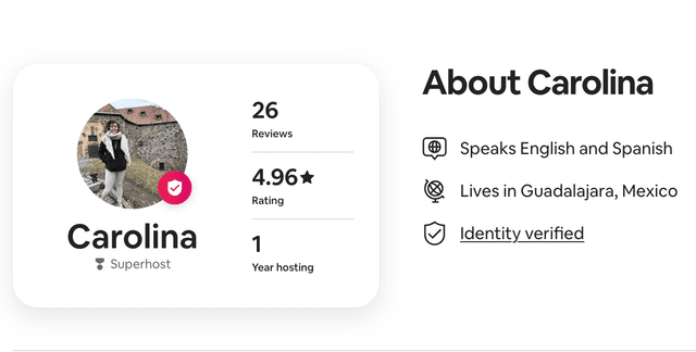 Carolina — Superhost en Airbnb, 4.96 estrellas, 26 reseñas, Guadalajara, identidad verificada